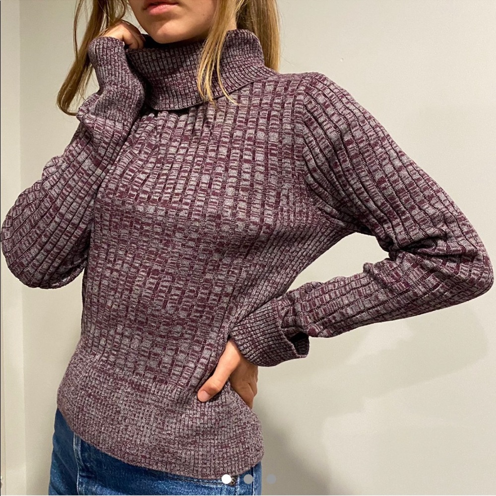 Purple Ribbed Turtle Neck